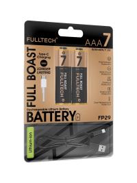 Fulltech FP29 Aaa Şarjlı Pil 2'li Set 800MWH 1.5V Type-C Şarjlı Lityum Pil Uzun Ömürlü Hızlı Şarj Edilebilir Pil 